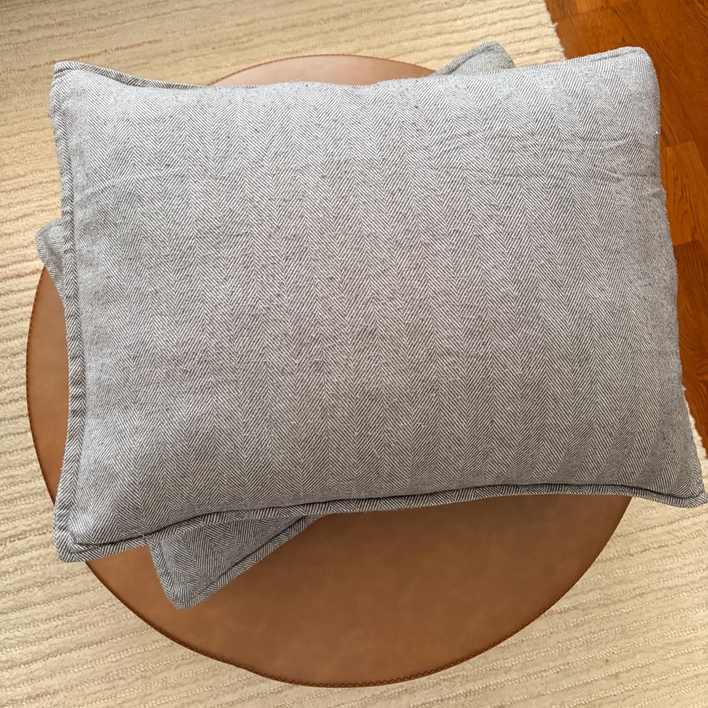 West Elm Blue & Gray Flannel Herringbone Standard Shams (Set of 2)